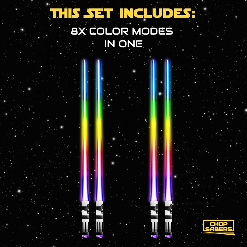 ChopSabers LIGHTSABER CHOPSTICKS LIGHT UP STAR WARS LED Glowing Light Saber Chop Sticks REUSABLE Sushi Lightup Sabers Bright LEDs - 8 Color Modes - 2 Pairs - Image 5